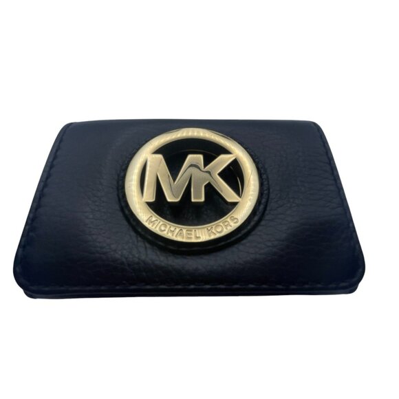 Michael Kors Pebbled Leather Card Wallet - Black - Picture 1 of 14
